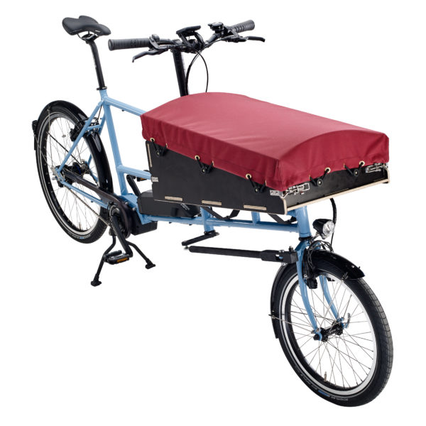 Atlas Hybrid, STEPS Mittelmotor, Alfine DI2-8-Gang, Sonderausstattung: Rahmenfarbe RAL 5024 Pastellblau, steckbare Holzbox mit Persenning