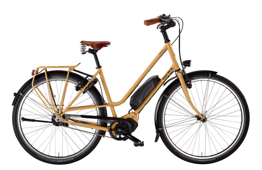 Dublin Hybrid 28", Shimano Steps E5000 Motor, Alfine 8-Gang Di2, Schweiz Cross, RAL 1034 pastellgelb, Träger Cargo in Rahmenfarbe